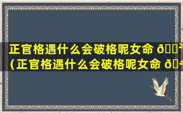 正官格遇什么会破格呢女命 🌲 （正官格遇什么会破格呢女命 🪴 婚姻如何）